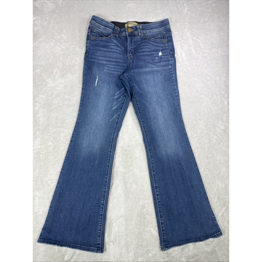 Democracy "Ab"technology Itty Bitty Bootcut Jeans Women Size 8 Blue Distressed